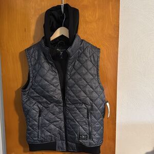 Black Puffer Vest Mens Medium Zip Pockets Marc Ecko